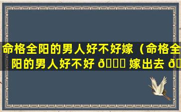 命格全阳的男人好不好嫁（命格全阳的男人好不好 🐛 嫁出去 🌵 ）